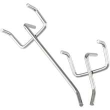 Set Of 60 Perforated Pegboard Wall Hooks In 5 Cm And 10 Cm Sizes, Wall Hanging Fittings For Tool Storage And Merchandise Display Arrangement. - Silver - View 6