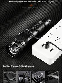 ZKBBO 1pc Rechargeable LED Flashlight, Laser Beam Technology, High Power Tactical Flashlight, Digital Battery Display, COB Side Light, Magnetic Base, Portable Camping Hiking Emergency Flashlight - Black - View 8
