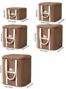 1pc Extra Large Capacity Brown Foldable Fabric Storage Box With Zipper And Handles, Dust-Proof Moving Packing Organizer Bag For Bedding And Clothes, Suitable For Bedding, Blankets, Sheets, Pillows, Quilts, Clothing - Multicolor - View 3