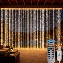 Đèn rèm USB điều khiển từ xa, dây đèn LED 8 chế độ chiếu sáng cho sinh nhật, đám cưới, tiệc, cửa sổ, tường nền, năm mới, Giáng sinh, Valentine, trang trí không khí - Dây đèn rèm USB - Xem 21
