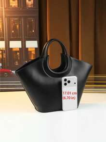 Tas Tangan Kulit Asli Mewah Minimalis Baru untuk Wanita, Tas Ember Kapasitas Besar Serbaguna Gaya Eropa dan Amerika untuk Komuter dengan Kantong yang Dapat Dilepas - MultiWarna - View 5