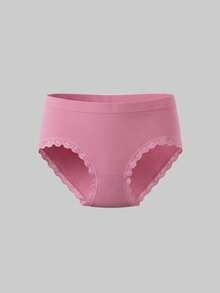 8pcs Girls Seamless Underwear Mid Waist Heart Lace Trim Briefs Soft Comfortable Tween Girl Panties For Back To School Daily Wear - Multicolor - View 6