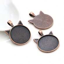 4Pcs 25mm Inner Size Cat Head Shape Alloy Pendant Cabochons Blank Base Setting Bezel Tray DIY Jewelry Making Accessories - Cat Head - View 3