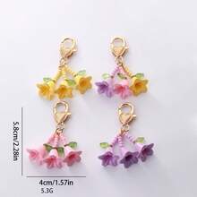 1pc Fashion Lily Of The Valley Keychain Wind Chime Flower Pendant Love Keyring Mobile Phone Bag Charm For Women Car Key Chains DIY - Multicolor - View 6