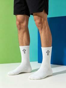 1/5/10/20 Pairs Men's Mid-Calf Socks, All Season Minimalist Black & White Striped Socks, Versatile Daily Wear - Multicolor - View 4