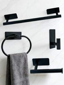 5-Piece Bathroom Stainless Steel Towel Ring Towel Rack Bathroom Towel Bar Bathroom Hook Set Bathroom Shelf Toilet Paper Holder Storage Hook Hotel - Square Bottom Nail-free - View 13