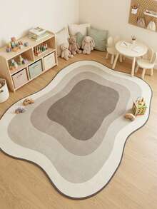 1PC Cream & Deep Coffee Multi-Layer Wavy Pattern Modern Minimalist Artistic Rug, Soft Vintage Style Faux Cashmere Asymmetrical Wavy Shape Concentric Gradient Coffee Ripple With Fine Border Detail, Machine Washable Area Rug, Suitable For Living Room, Bedroom, Balcony, All Season Home Decor - Multicolor - View 5