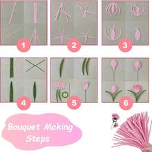 Kit Membuat Bunga Tulip dengan Pembersih Pipa Warna-warni, Pita Batang Bunga dan Selotip Floral, Set Kerajinan Buket Buatan Tangan DIY untuk Dekorasi Pesta & Hadiah Hari Raya - Beraneka warna - View 8