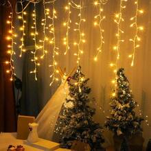 Battery Box Curtain Icicle Lights Christmas Lights Outdoor Eaves Decor String Lights For Halloween Wedding Party Holiday Decorations Autumn Home Decor - Battery-operated Icicle Lights - View 3