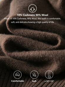 HEYMINI Women's Long Sleeve Basic Crew Neck Wool Sweater, Comfortable Solid Color Knit Pullover, Suitable For Autumn/Winter Wear - Coffee Brown - View 2