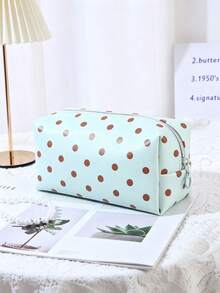 1Pc/Set Polka Dot Print High-Value Cosmetic Bag,Large Capacity PU Skincare Bag Portable Travel Toiletry Bag,Waterproof Makeup Bag For Daily Use - Multicolor - View 8