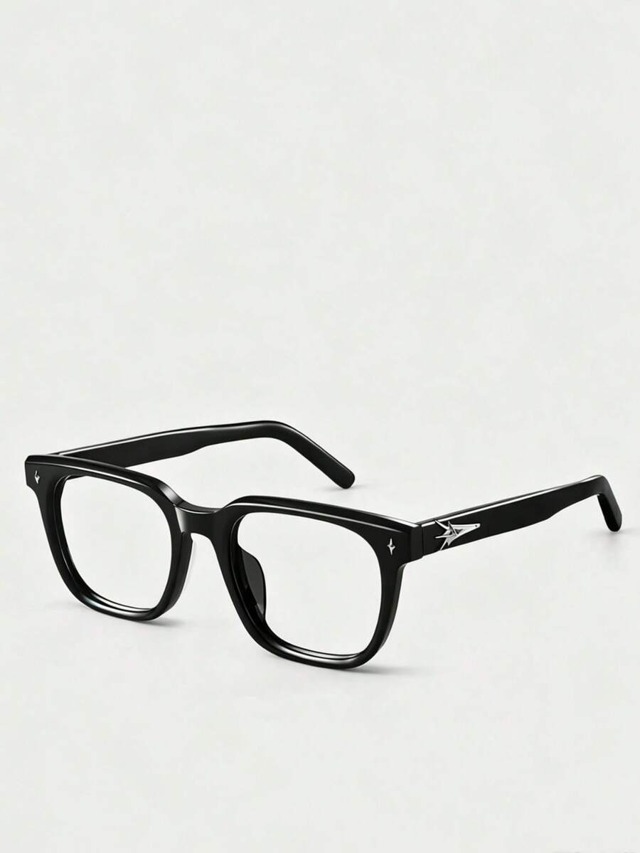 1 Pair Fashion Casual Personalized Star Design Black Frame Plain Lens Decorative Glasses - Clear - View 1