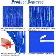 1/2 Paket Tirai Latar Belakang Foil Biru Tua untuk Dekorasi Pesta Ulang Tahun - A - View 3