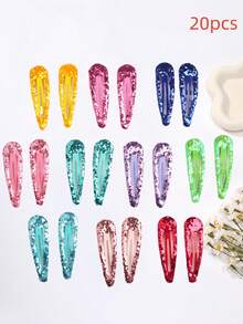 10/20pcs Kids Sequin BB Hair Clips, Colorful Cute Hair Clips, Bangs Clips, Side Clips, Children Hair Accessories Gift - Multicolor - View 4