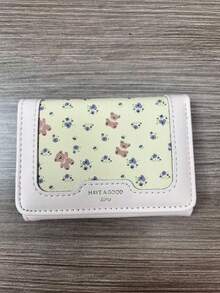 New Floral Bear Wallet, Sweet Card Holder, Minimalist Portable Student Women Gift, Korean Style Small Purse - Multicolor - View 7