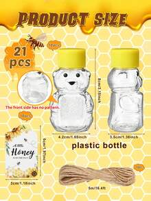 1/21pcs Plastic Honey Bear Jars With Lids, Mini Bear-Shaped Empty Honey Bottles, Honey Containers Storage Boxes Gift Boxes Candy Jars, Birthday Gifts For Friends And Lovers - Multicolor - View 11