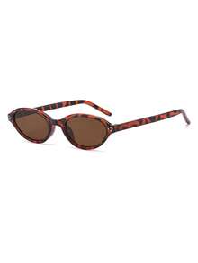1 Pair Men's Leopard Print Oval Small Frame Retro Personalized Outfit Street Style Vacation Fashion Glasses - Multicolor - View 2