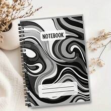 1pc A5 Size Marble Swirl Notebook | Grid Spiral Notebook | Solid Color Wave Design, Classic Lined Spiral Binding, Suitable For University Classroom Notes, Professional Workplace And Meetings, Creative And Deep Thinking, Home And Personal Affairs Management, Valentine's Day Gift, Perfect Gift For Family, Friends, Colleagues. - Lined Book - View 2