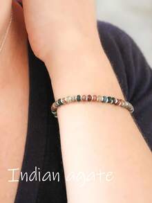 Natural Agate Beaded Bracelet Flat Round Beads Design Bohemia Style Fashion Jewelry For Women & Men, Suitable For All Occasions, Parties - Multicolor - View 4