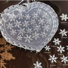 Christmas Heart Snowflake Silicone Mold With Dense Snowflake Pattern, Whole Plate Contains Over 10 Types Of Fine Snow Crystals, Single Use Or Collage Can Be Flexibly Combined, Snowflake Branches Radiate Outward Without Clumping, Transparent Gel Body With Subtle Glossy Finish And Soft Touch, Suitable For Christmas First Snow Nail Art Gift For Best Friend, Can Be Layered With Ice Blue Fine Glitter Powder To Create Falling Snow Effect - Multicolor - View 7