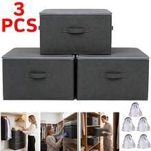 3pcs Clothing Storage Box, Home Large Capacity Wardrobe, Clothes And Blankets Layered Sorting Box, Storage Basket Artifact, Suitable For Bed Sheets, Underwear, Desktop Sorting, Under-Bed - Dark Grey - View 1