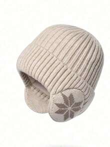 1pc Unisex Adult Winter Outdoor Sports Warm Fleece Earflap Knit Hat - Multicolor - View 4