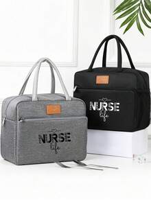 1 Pc, Nurse Pattern Printed Handbag, Large Capacity Handheld Bag, Suitable For Office Workers And Travel - one-size - View 4
