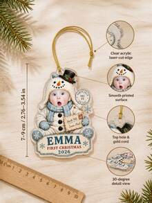 Personalized Name Christmas Tree Ornament, Custom Photo Holiday Hanging Decor With Baby Portrait, First Christmas Keepsake For Families, Acrylic Ornament For Mantel And Tree Display, Gift For New Parents, Grandparents And Christmas Celebrations - Multi-color - View 2