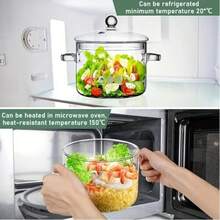 1pc High Borosilicate Clear Glass Cooking Pot With Lid & Double Handles, Heat Resistant Transparent Soup Stew Pot, Stovetop Multi-Functional Cookware For Fruit Tea, Noodles, Porridge, Milk(S,M,L) - View 3