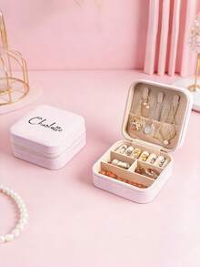 1pc Customized Name Jewelry Storage Box, Portable Handheld Necklace Jewelry Box, Earring Studs Earring Hand Jewelry Necklace Ring Exquisite Mini Box, Personalized Wedding Gift Box, Suitable For Women And Moms, Perfect For Vacation, Back To School, Anniversary, Birthday Gift And Daily Use, Perfect Gift Box For Party, Anniversary, Birthday, Wedding - Multicolor - View 8
