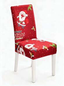 1/4/6 Pcs Merry Christmas Santa Claus Anti-Cat & Dog Scratching Red Festive Elastic Dining Chair Covers, Removable Dustproof Non-Slip Printed Chair Protector Covers Suitable For Home Decor, Hotel, Restaurant And Banquet Living Room Decoration - Multicolor - View 11