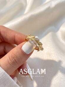 1pc Elegant Fashion Design Gold & White Zirconia Women's Ring, Suitable For Anniversary Birthday Gift - Gold - View 5