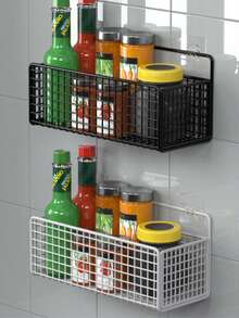 Bathroom Storage Rack, Drill-Free Toilet Side Sink Wall Mount Organizer, Kitchen Wall Mount Shelf, Shower Room Wall Mount Rack - White - View 3