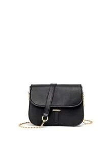 1pc Women's Minimalist Flap Saddle Bag, Metal Buckle Chain Crossbody Bag, Elegant Versatile Daily Shoulder Small Square Bag - M1185 - View 4