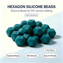 24/100Pcs Morandi Color Palette Faceted Hexagon Silicone Beads, Polygonal Beads For DIY Jewelry & Bead Pen Making - Morandi Color Scheme - View 21