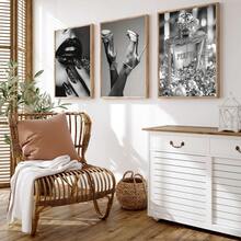 Set Of 3 Framed Canvas Wall Art, Black And White Canvas Posters, High Heels, Lips, And Perfume Prints, Ready To Hang, Home Decor Fashion Wall Art, Perfect Gift For Any Space - Multicolor - View 6