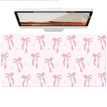 PU Leather Desk Mouse Pad, Pink Bow Pattern Large Desk Mat, Waterproof Anti‑Slip Dirt‑Resistant Gaming Keyboard Pad For Office Desktop Decor - View 5