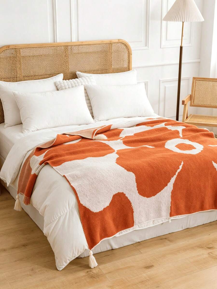 1pc Plaid Sofa Blanket, Multi-Functional Throw, Bohemian Polyester Fiber, One Size, Detailed Warm & Soft, Suitable For Living Room, Bedroom, Home Use - Multicolor - View 1
