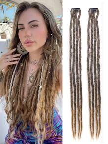2pcs/Set Women's Clip-In Braid Extensions - Easy To Install, Handmade Synthetic Crochet Hair Pieces, Halloween - Multicolor - View 8