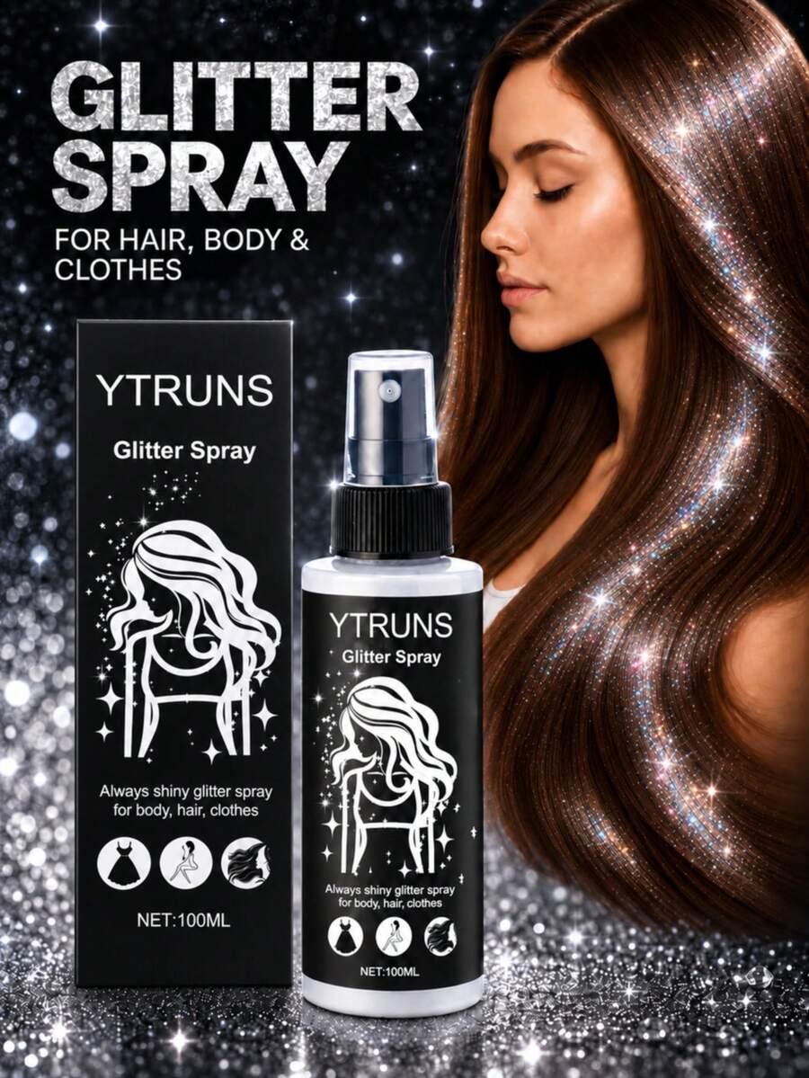 Ytruns 100ml Highlight Glitter Spray, Can Be Used For Body/Hair/Clothes