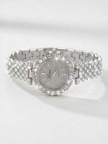 A Luxurious Full-Diamond Quartz Watch, Perfect For Daily Wear, Birthdays, Women's Gifts, Anniversaries, And Holidays - Silver - View 3