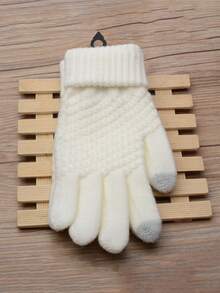 Winter Gloves - Unisex Cold Weather Gloves, 1 Pair Elastic Cuff Knit Touchscreen Gloves - A - View 11