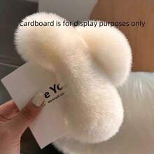 1pc Premium Plush Hair Claw Clip, Fuzzy Hair Claw For Women, Back Of Head Updo Hair Accessory, Autumn Winter - Multicolor - View 7