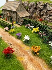 7/14/28pcs Set Rumput Buatan Mini Warna Campuran, Gumpalan Rumput Mini Perekat Diri untuk Diorama, Taman Peri, dan Pembuatan Model Pemandangan - Beraneka warna - View 3