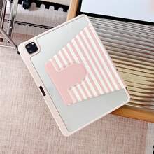1件裝 粉色與白色條紋熱帶椰子樹 360°可旋轉平板保護殼，相容於 iPad 11/A16/10代/Air4/5/6/Pro 12.9、Galaxy Tab A8/A9 Plus/S6 Lite/S7/S9FE PLUS、Pad、MatePad、Pad、Honor Pad、Pad，適用於辦公、旅行與居家使用 - 彩色 - 查看 5