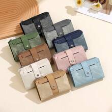 Women's Patchwork Textured PU Wallet, Snap Closure Multi-Card Slot Zipper Coin Purse, Compact Wallet For Daily Use - Multicolor - View 4