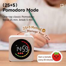 SULVGO Visual Timer Pomodoro Clock, 4-Color Ring Countdown Timer, Suitable For Children's Learning, Silent Ticking Focus Timer, With Magnetic Stand, Rechargeable Digital Timer, Applicable For Classroom, Office, Kitchen - minimalist style - View 6