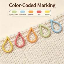10/20/30/60/100pcs Water Drop Shaped Knitted Crochet Stitch Markers, Cute Water Drop Design Reusable Locking Clips Accessories, Suitable For Handmade Knitting Sewing Craft Projects, Gift For Knitting Enthusiasts - 5 Colors - View 1