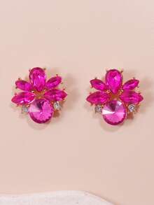 1 Pair Fashionable Versatile Colorful Rhinestone Stud Earrings, Vintage Luxury Gentle Personalized Elegant Earrings - Earrings - View 8