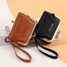 Women's PU Leather Coin Purse With Metal Clasp, Mini Wristlet Wallet, Card Slots And Secure Zipper Pocket, Lightweight Handbag For Coins, Cash And Cards, Suitable For Daily Errands, Shopping And Weekend Trips - Multicolor - View 7